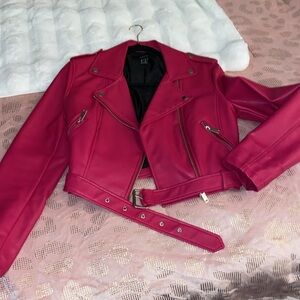 Hot Pink faux leather jacket 🩷